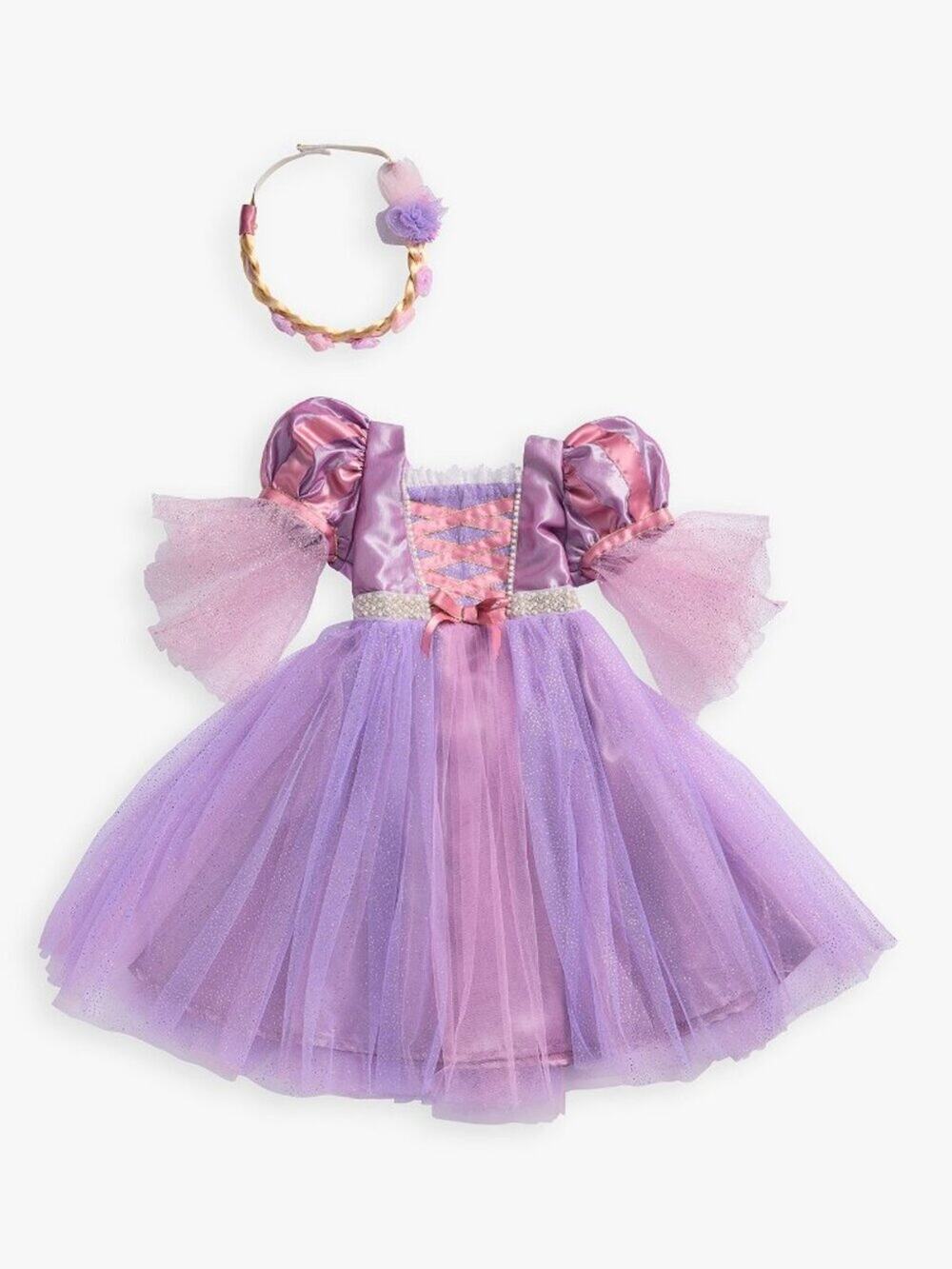 Pottery Barn Disney Princess Rapunzel Costume Dress Blonde Braided Headband NWT